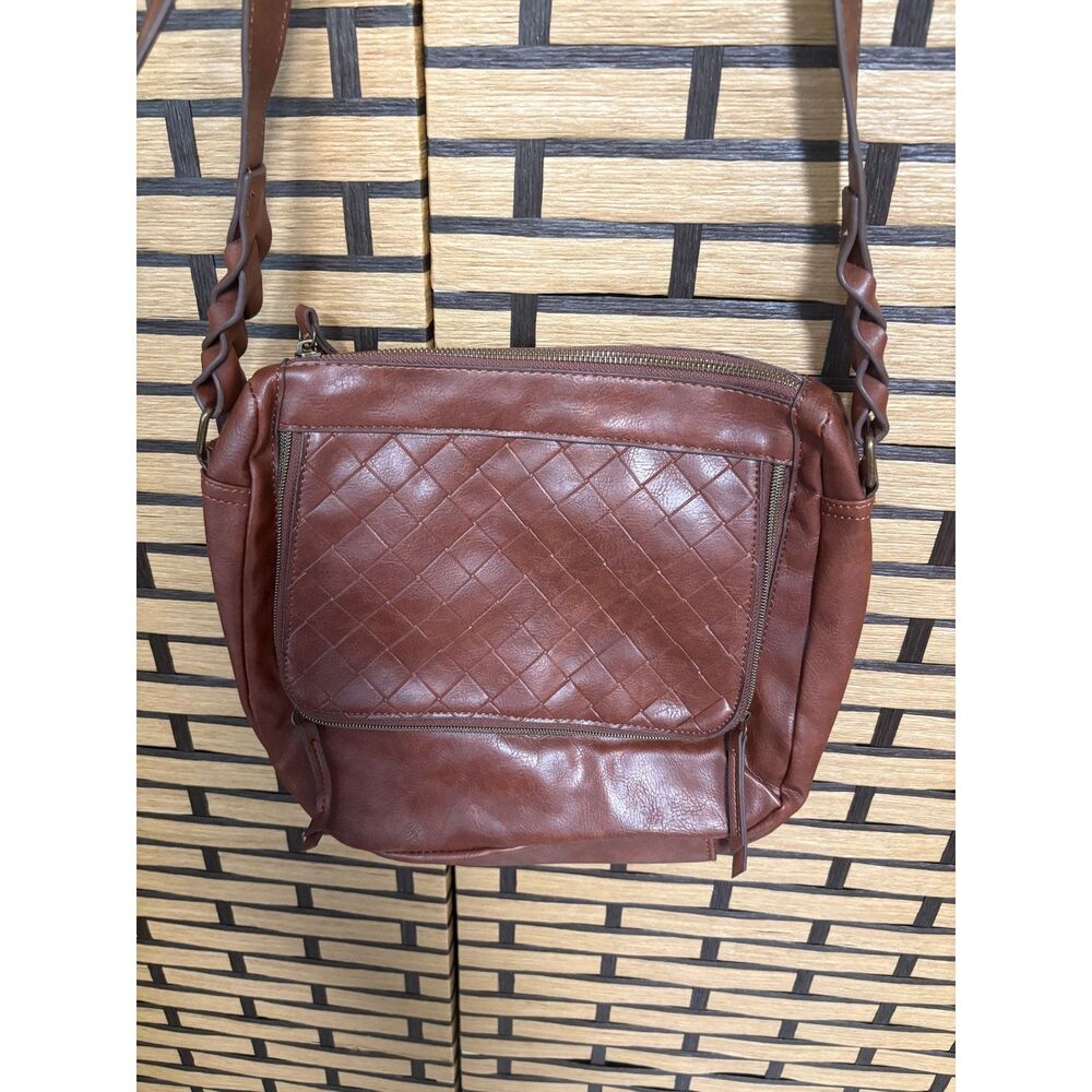 Brown Woven Crossbody Purse
